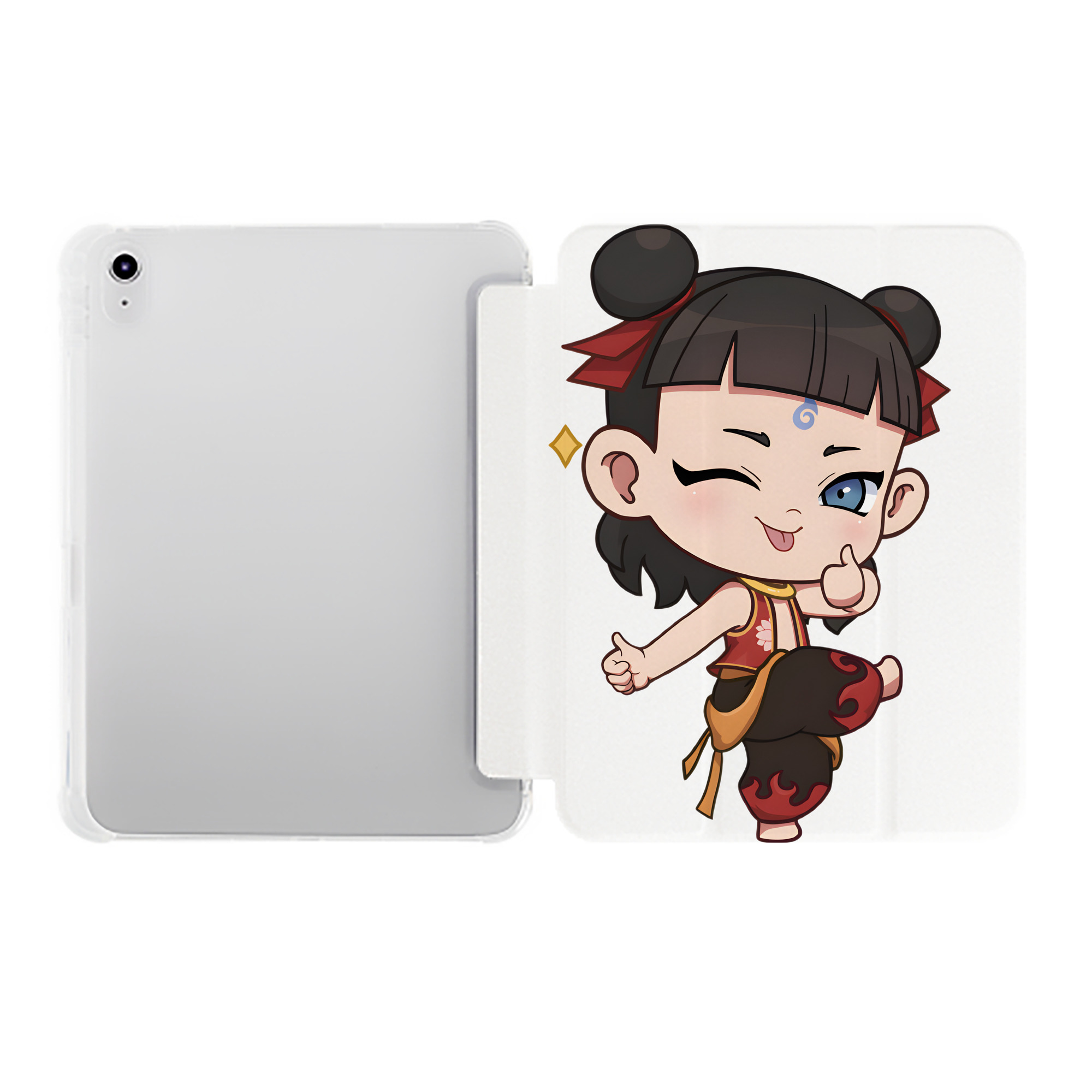 （画像用） Ne Zha 2 ナタ 魔童の大暴れ IPad ケース ペン収納付き 三つ折りスタンド PUレザー×シリコン 対応機種9.5/10.5/10.9インチ
